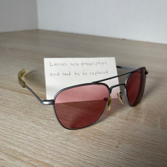 Vintage Randolph Engineering 5 1/2 Sunglasses Aviator Matte Chrome Metal - Picture 1 of 13